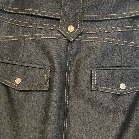 Cache Contour Collection Women’s Gold Buckle Gold Accents Pencil Skirt Size 10 - Picture 7 of 16